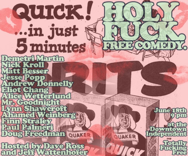 Quick Dish: Get yoself to HOLY F*** live comedy TONIGHT!