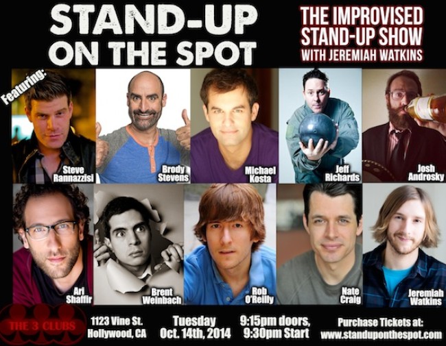 Quick Dish: October 14th Be a Part of Stand-Up On The Spot at Three Clubs