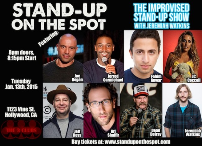 Quick Dish: The First STAND-UP ON THE SPOT of 2015 Happens 1.13 at Three Clubs