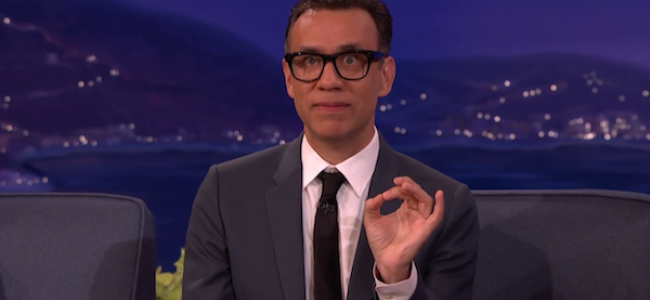 Video Licks: FRED ARMISEN Shows Off A Drawing of His Steve Jobs Photo Op on CONAN