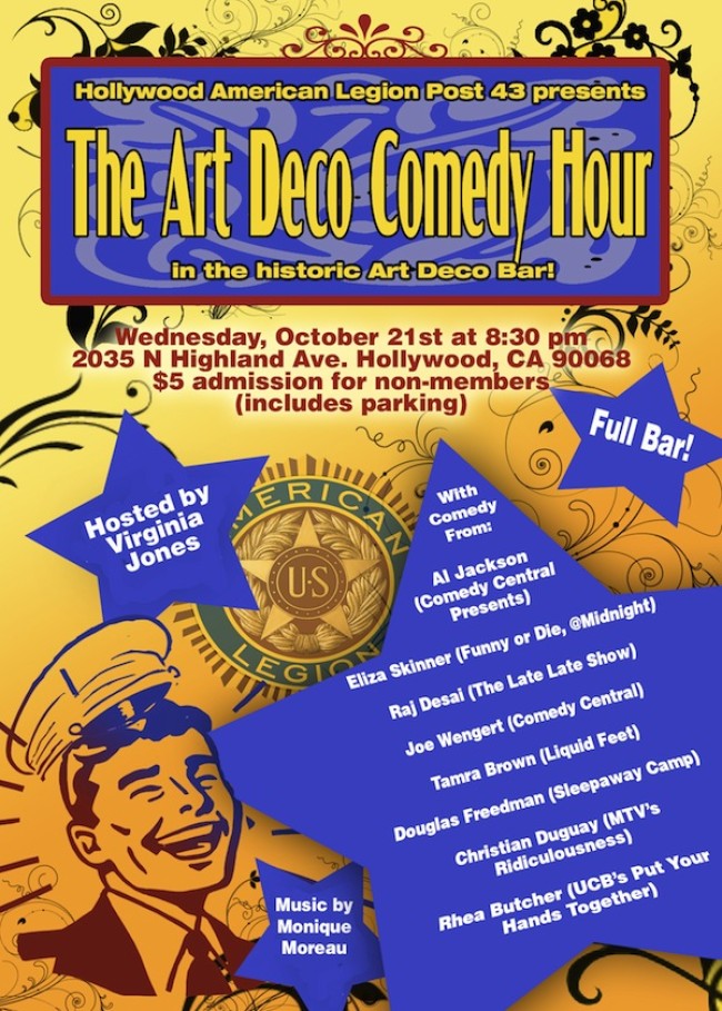 Quick Dish: Enjoy The ART DECO COMEDY HOUR 10.21 in Hollywood