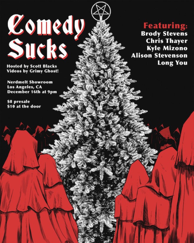 Quick Dish LA: A Holiday-Themed COMEDY SUCKS  + Grimy Ghost! 12.16 at Nerdmelt Showroom