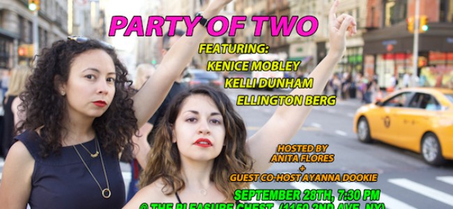 Quick Dish NY: PARTY OF TWO Comedy & Storytelling 9.28 at The Pleasure Chest