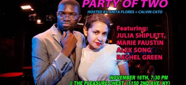 Quick Dish NY: Wine, Candy & Comedy with PARTY OF TWO 11.16 at The Pleasure Chest