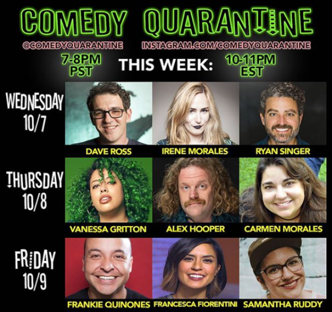 Quick Dish Quarantine: COMEDY QUARANTINE Moves to 3 Days A Week Starting TONIGHT on Instagram