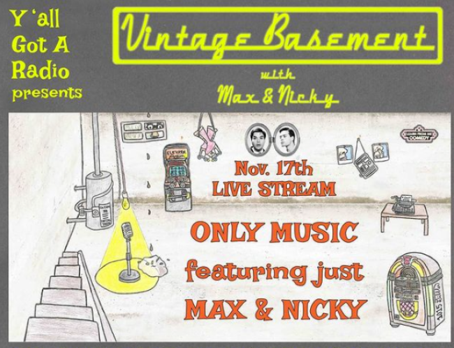 Quick Dish Quarantine: VINTAGE BASEMENT All Music Livestream with Max & Nicky Tonight on YouTube