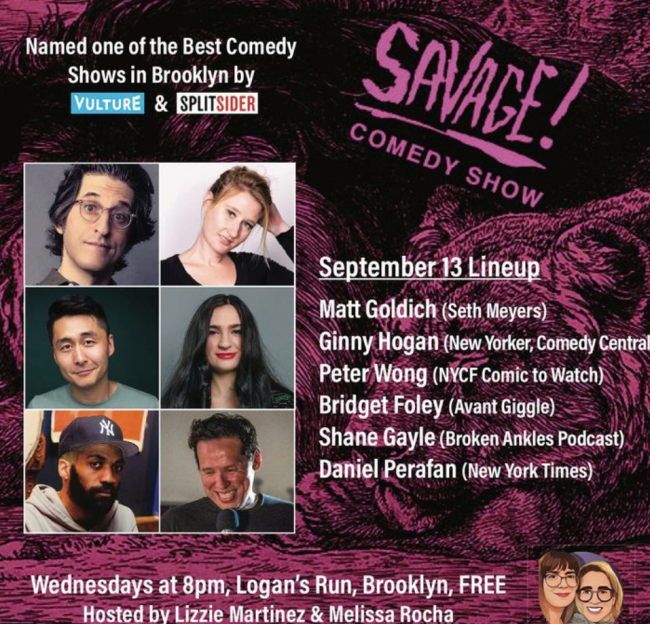 Quick Dish NY: SAVAGE Comedy Tomorrow 9.13 at Logan’s Run
