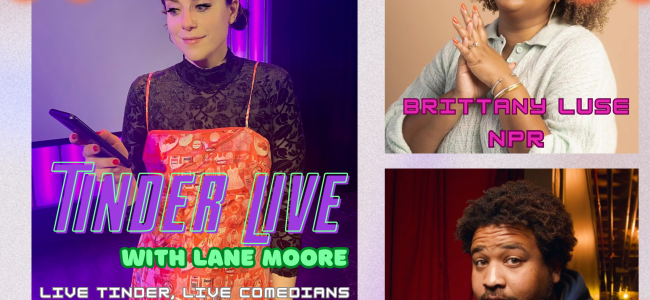 Quick Dish NY: TINDER LIVE with LANE MOORE This Thursday 10.12 at TV Eye
