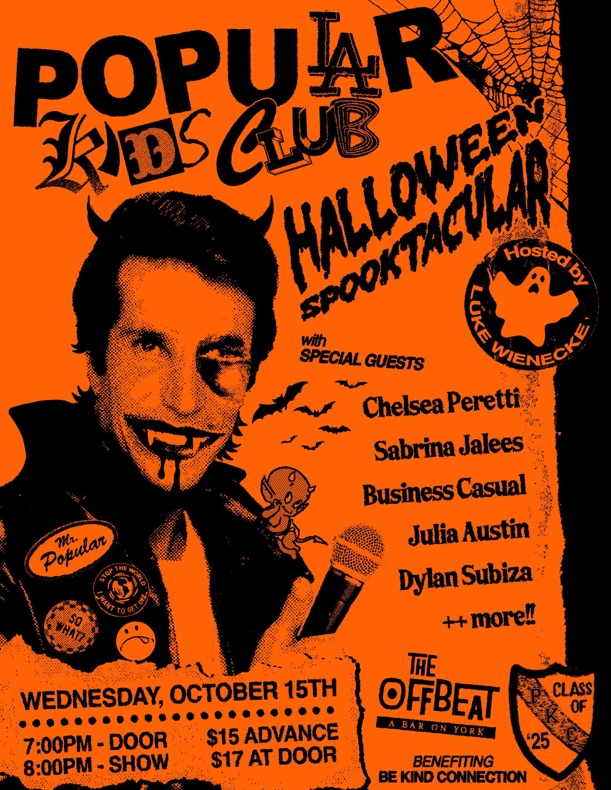 Halloween Spooktacular poster for the Popular Kids Club comedy show featuring funny image of The Fonz